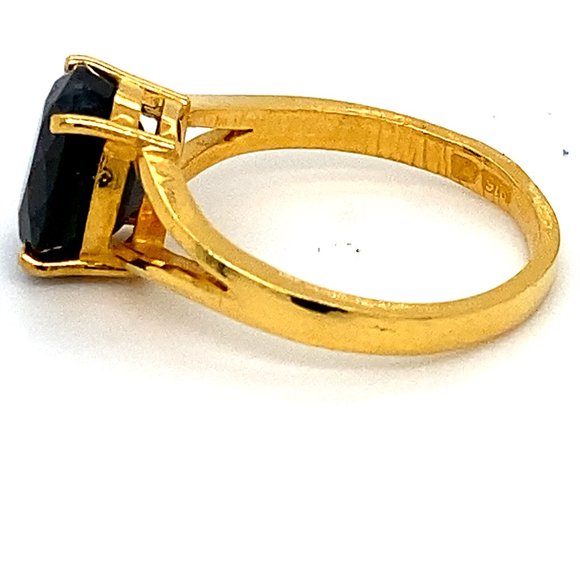 Blue Sapphire 3.42ct Solid 22K Yellow Gold Ring - Picture 6 of 8